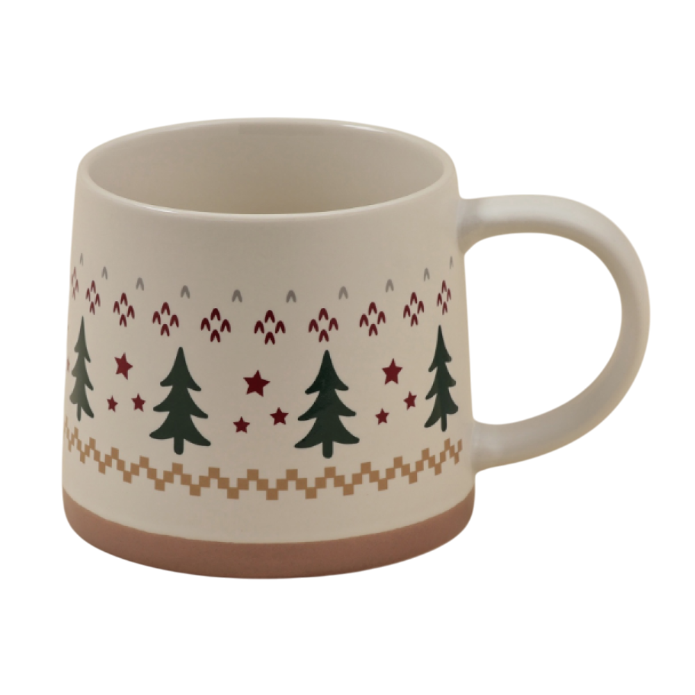 Кружка фарфоровая "Новый год. Елочки", 430 мл, белый