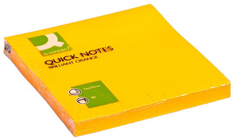 Бумага для заметок "Q-Connect", 76x76 мм, 75 листов, оранжевый неон