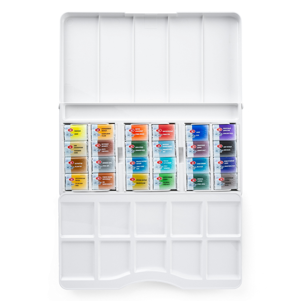 Краски акварельные "Белые ночи Путешествия", набор 24 цвета, кюветы