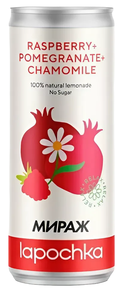 Напиток "Lapochka" вкус граната, малины и ромашки, 0.33 л.