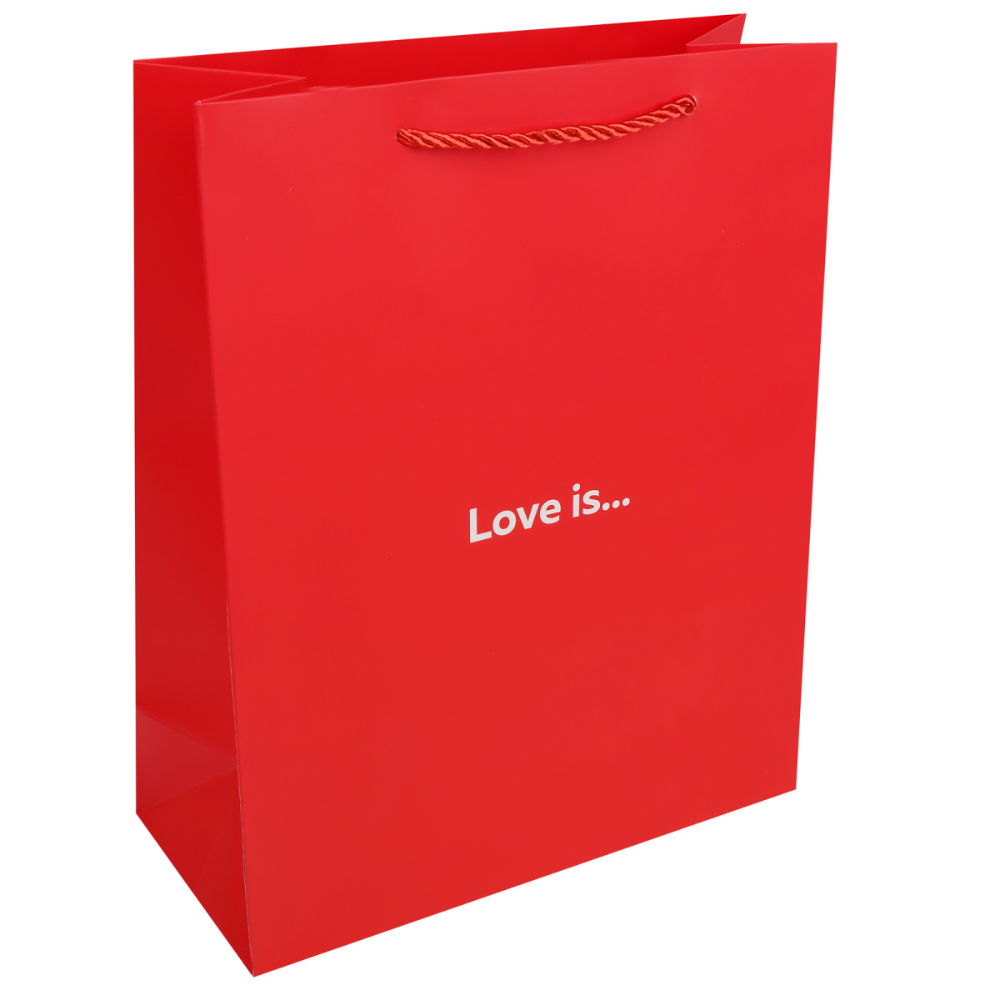 Пакет бумажный подарочный "Love is", 26х32х12 см, красный