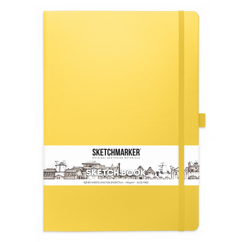 Скетчбук "Sketchmarker", 21x30 см, 140 г/м2, 80 листов, лимонный