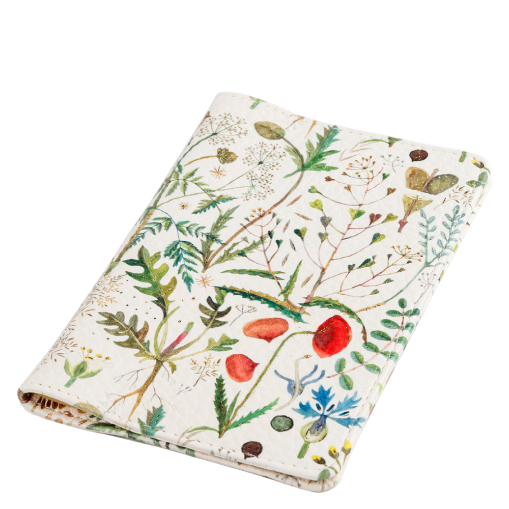 Обложка для паспорта "Flora. Луговые травы" кожзам., белый - 3