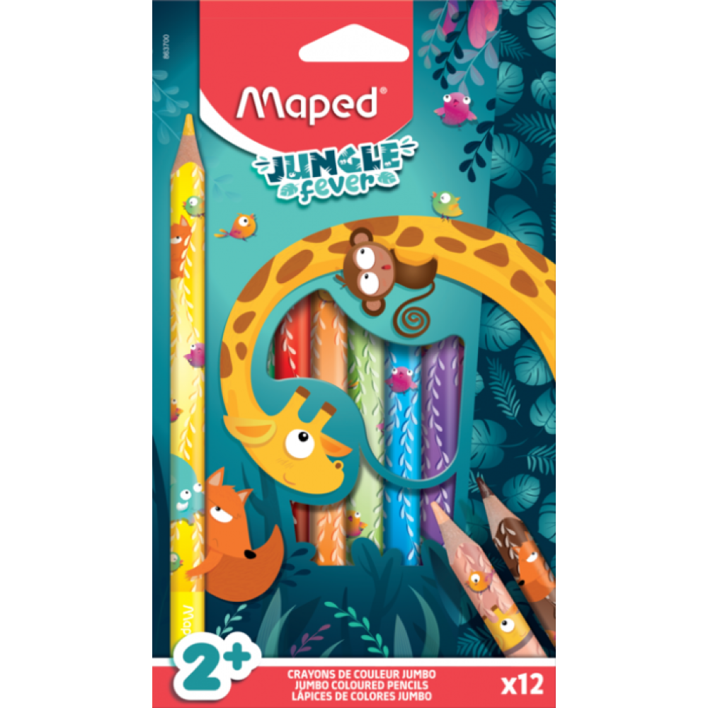Цветные карандаши Maped "Jungle fever", 12 цветов 