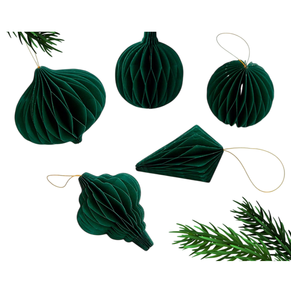 Игрушка бумажная елочная "10888061", 5 шт, зеленый