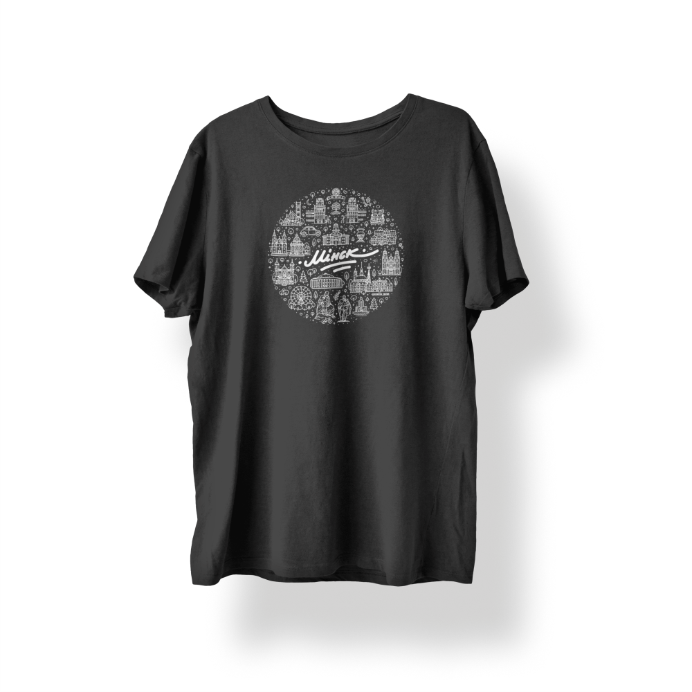 Футболка оверсайз унисекс "Минск", M-L, темно-серый