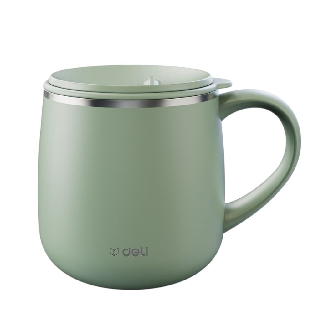 Кружка термическая "Deli", 380 мл., металл, оливковый