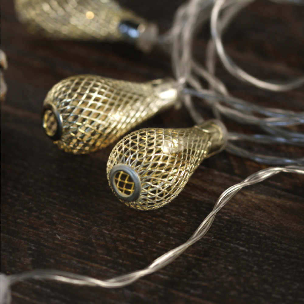 Гирлянда электрическая LED "Нить" с насадками "Ажурная капелька", 2 м, тепло-белый - 3