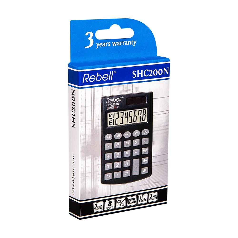 Калькулятор карманный Rebell "SHC200N BX/RE-SHC208 BX", 8-разрядный, черный - 3