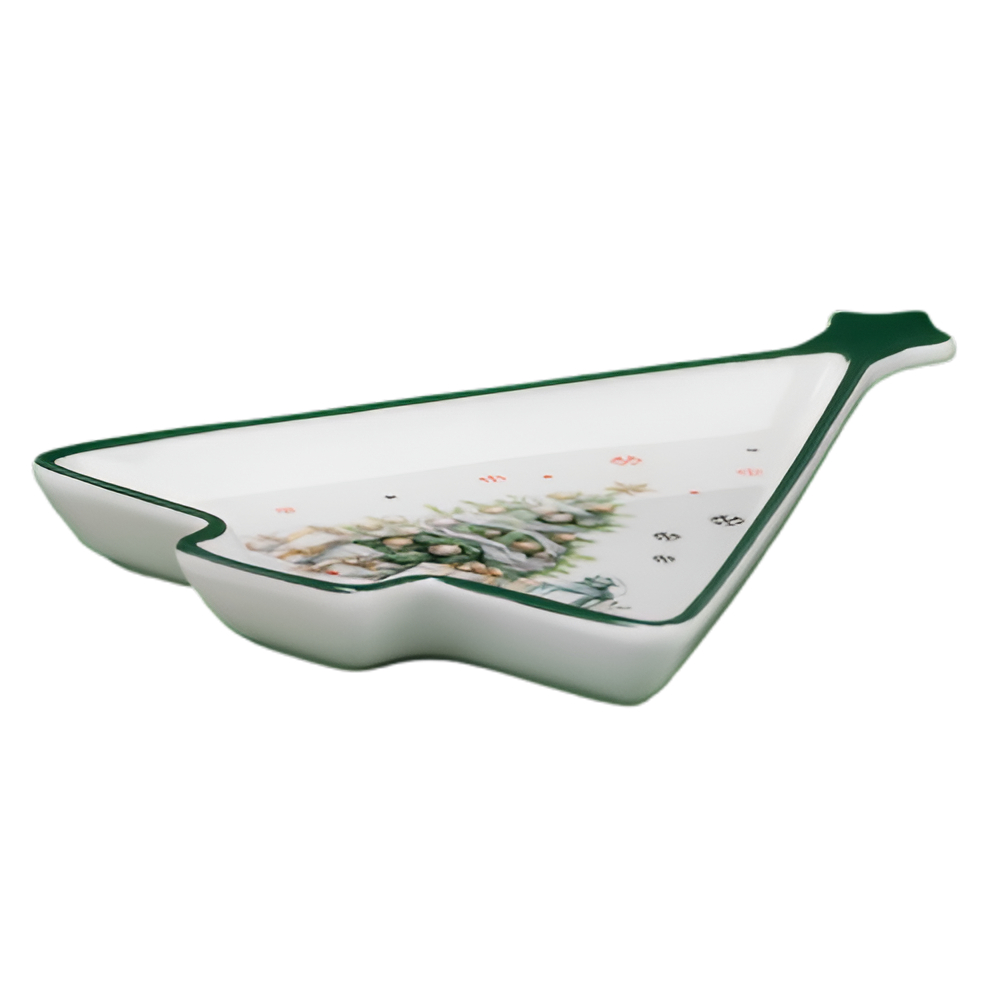 Тарелка керамическая "Приближение чуда", 26x20 см, белый, зеленый - 3