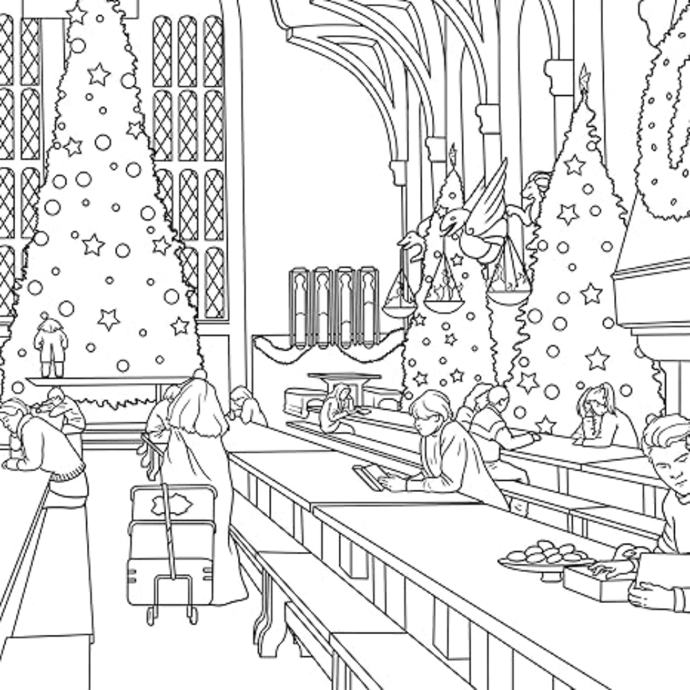 Раскраска "Colouring Book. Harry Potter: Winter at Hogwarts: A Magical Coloring Set", (английский язык) - 2
