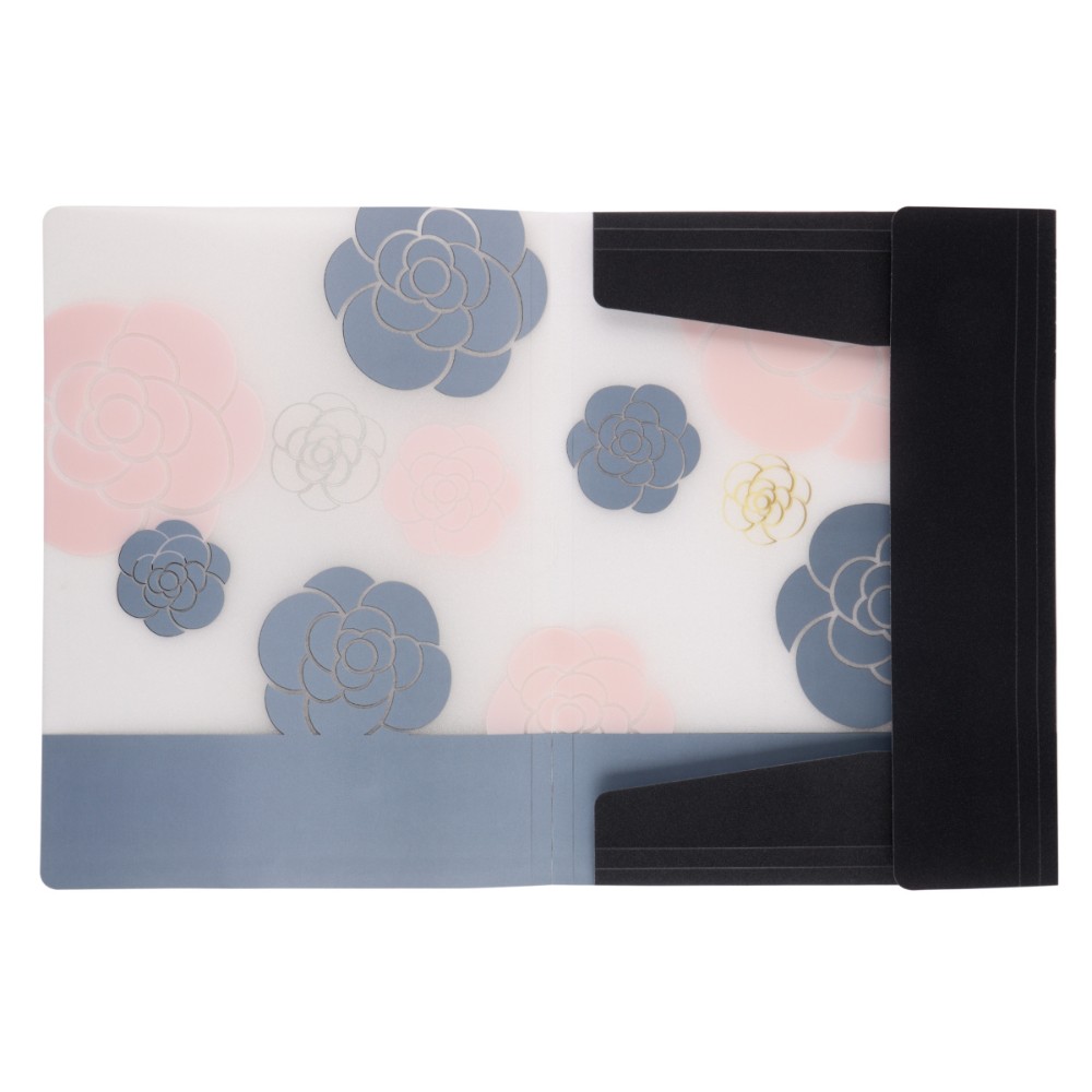 Папка на резинках "Rose", 20 мм, пластик, черный, розовый