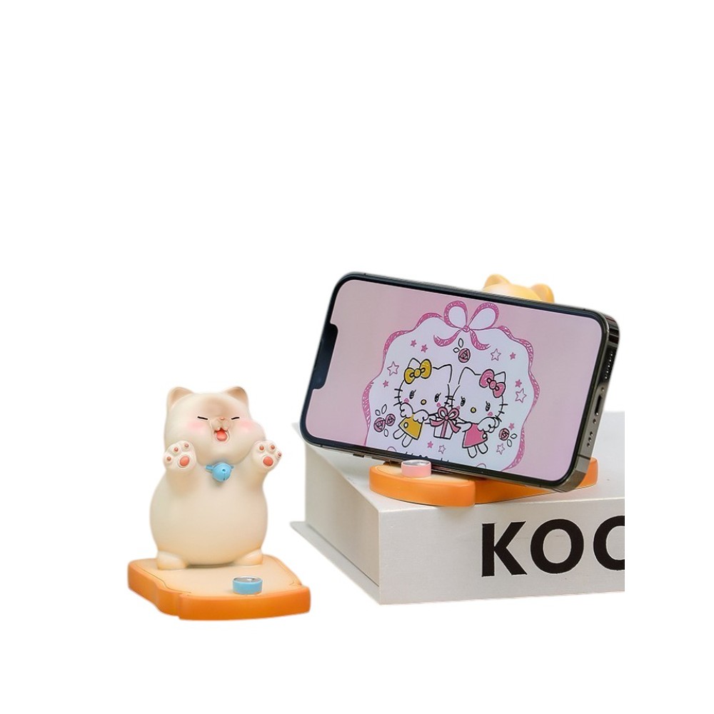 Подставка для телефона декоративная "Sleepy cat", пластик, белый - 5