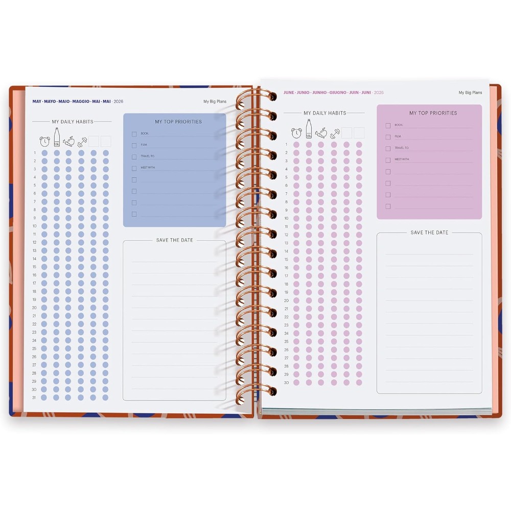 Ежедневник датированный "Flourish" 2026, A5, линейка, оранжевый - 5