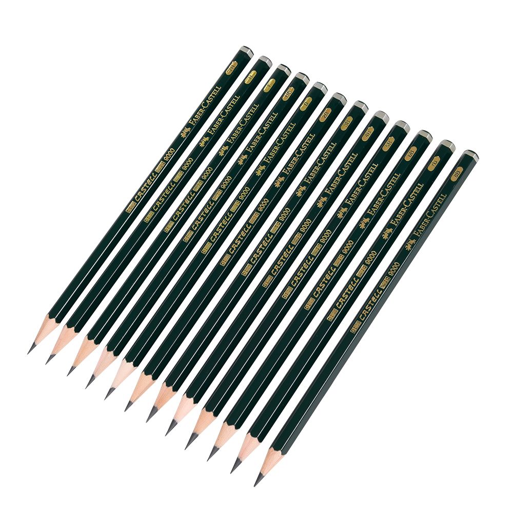 Набор карандашей чернографитных "Castell 9000", 8B-2H, 12 шт., в металлической коробке - 3