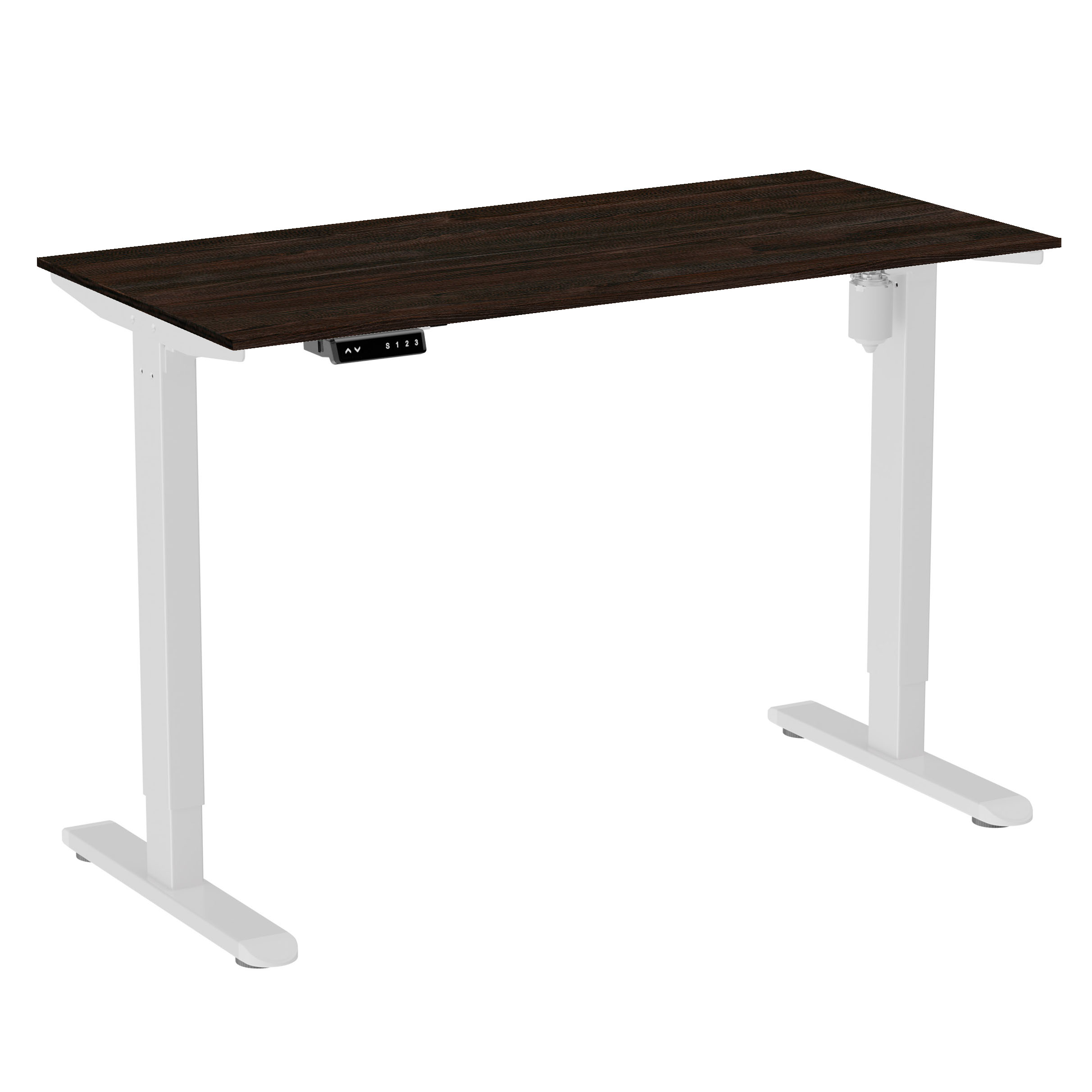 Стол с электроприводом WellDesk Light 1300x675х18 белый/дуб термо черно-коричневый (9116310+9178193)