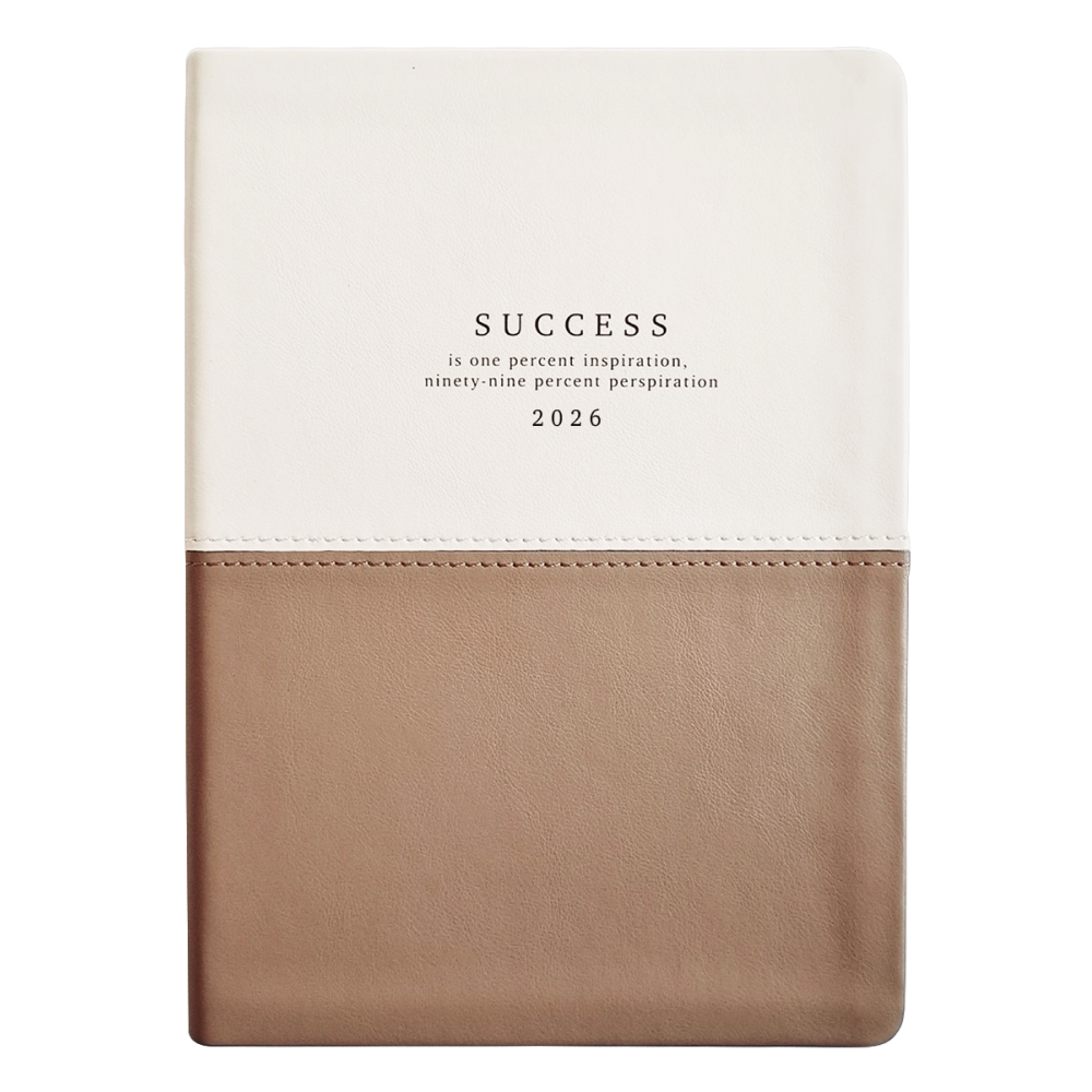 Ежедневник датированный "Success" на 2026 год, А5, 352 страницы, белый, бежевый
