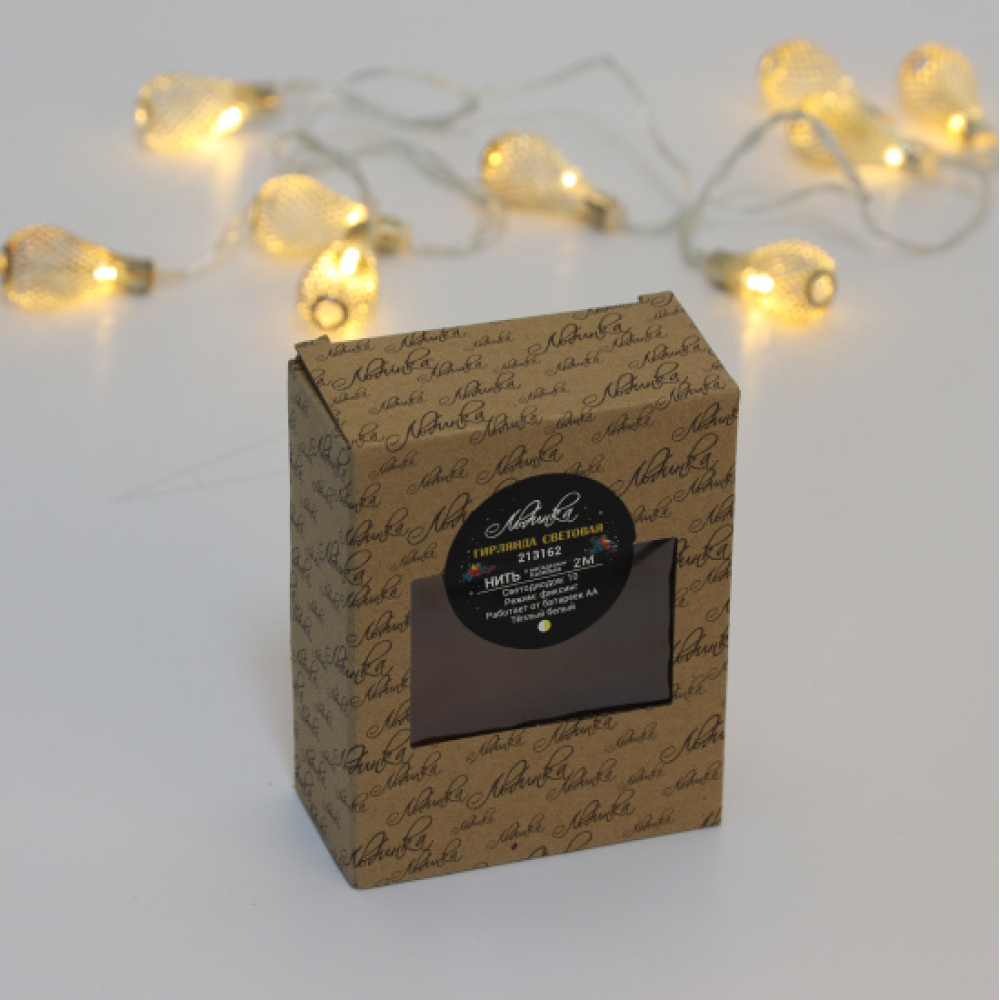 Гирлянда электрическая LED "Нить" с насадками "Ажурная капелька", 2 м, тепло-белый