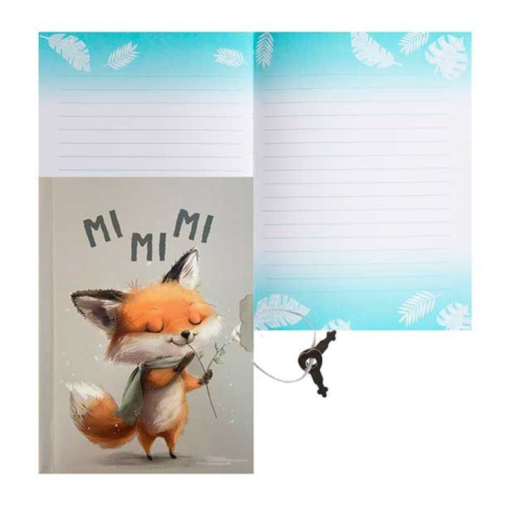 Книга записная "Cute animals", А6, 110x150 мм, 56 листов, в линейку, с замком, серый