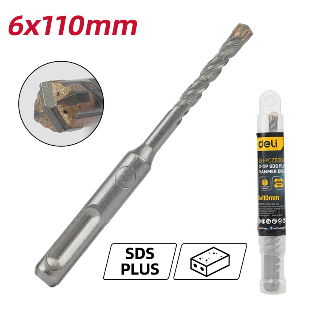 Бур по бетону Deli YS EDH-YCZ11006-E1, 6x110 мм, X-Tip, SDS-PLUS - 2