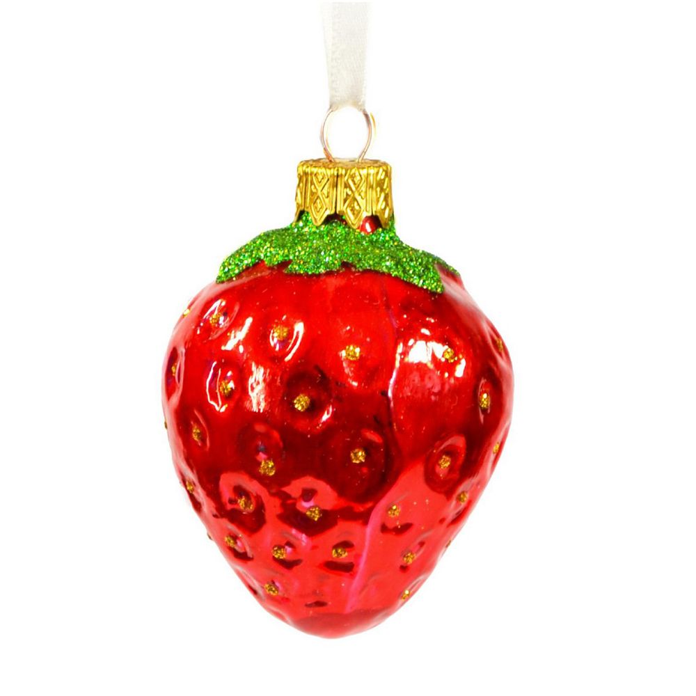 Украшение елочное "Клубника", красный, зеленый