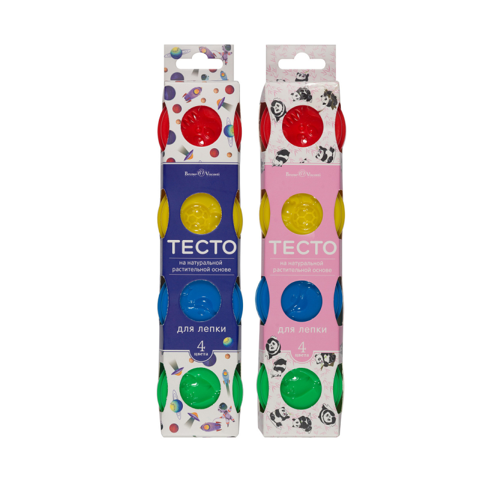 Тесто для лепки "HappyColor", 4 цвета, 80 гр.