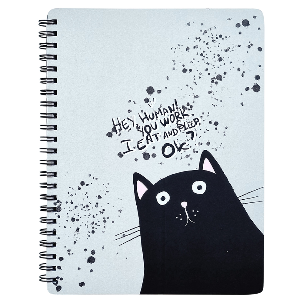 Тетрадь "Hey human кот", А5, 80 листов, клетка, серый