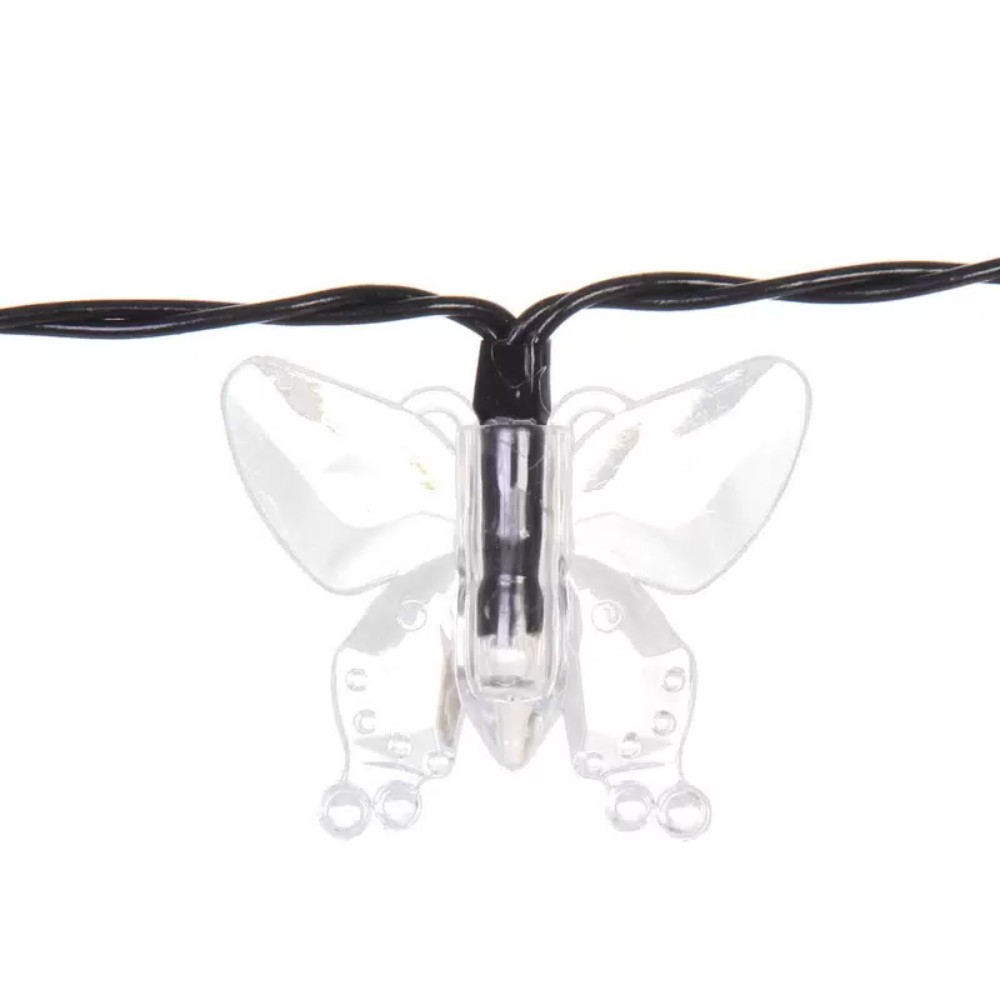 Гирлянда уличная "Бабочка", 3 м, 20 LED, тепло белый, солнечная батарея
