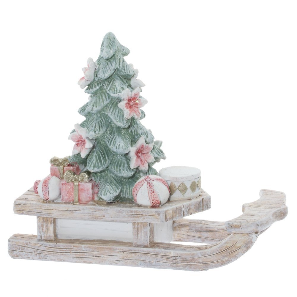 Фигурка "Елочка на санках", 10.5х12.5 см, разноцветный