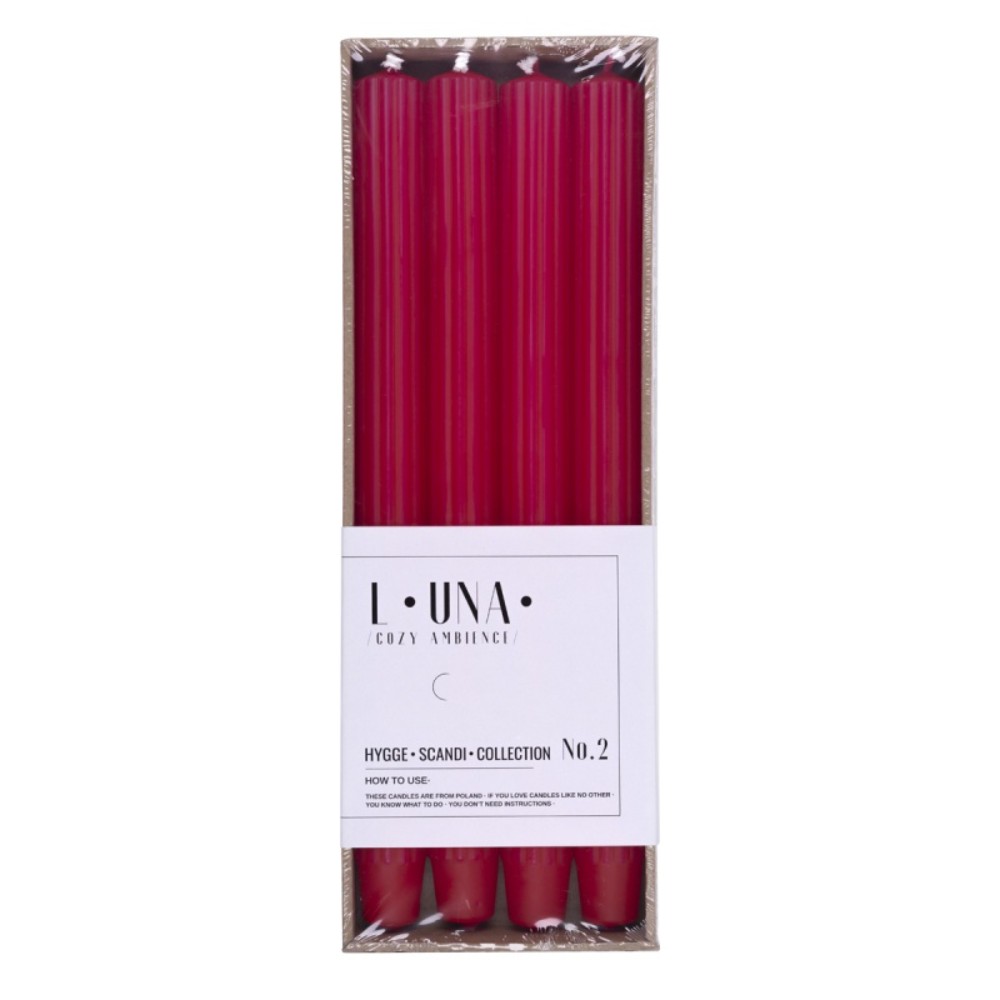 Набор свечей столовых "Donau Home", 300 мм,  4шт/уп., красный