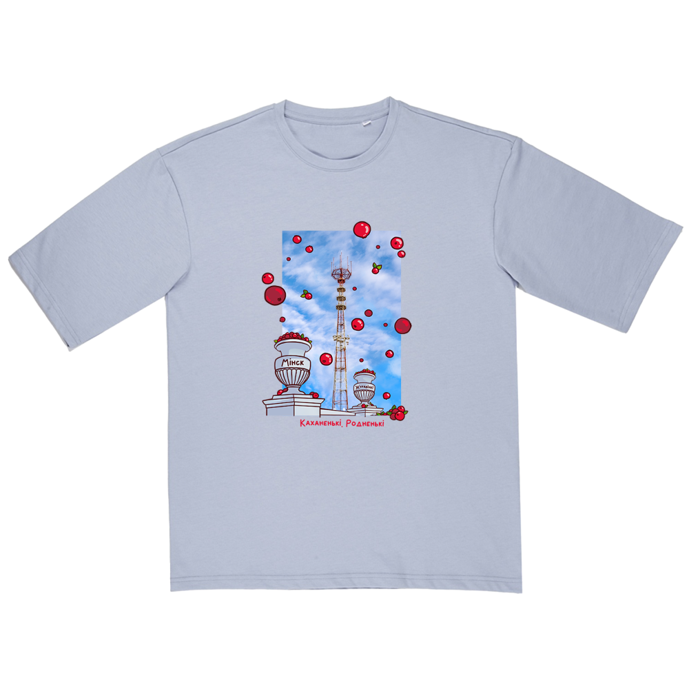 Футболка оверсайз унисекс "Минск. Вазы",  XS-S, голубой