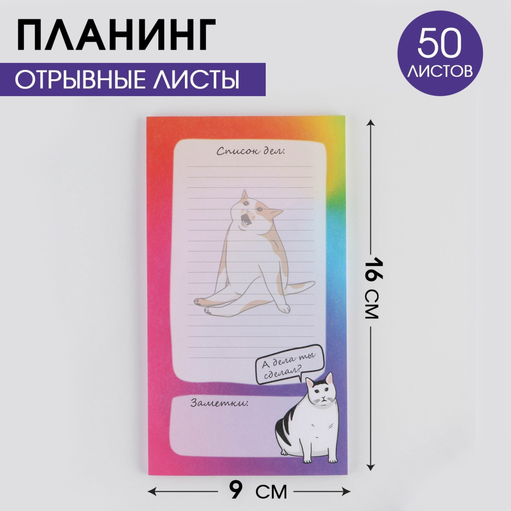 Планинг недатированный "Кот", А6, 50 листов, отрывные листы