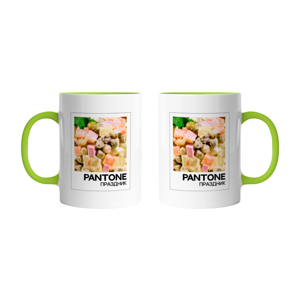 Кружка керамическая "Pantone. Оливье", 320 мл, белый, зеленое яблоко