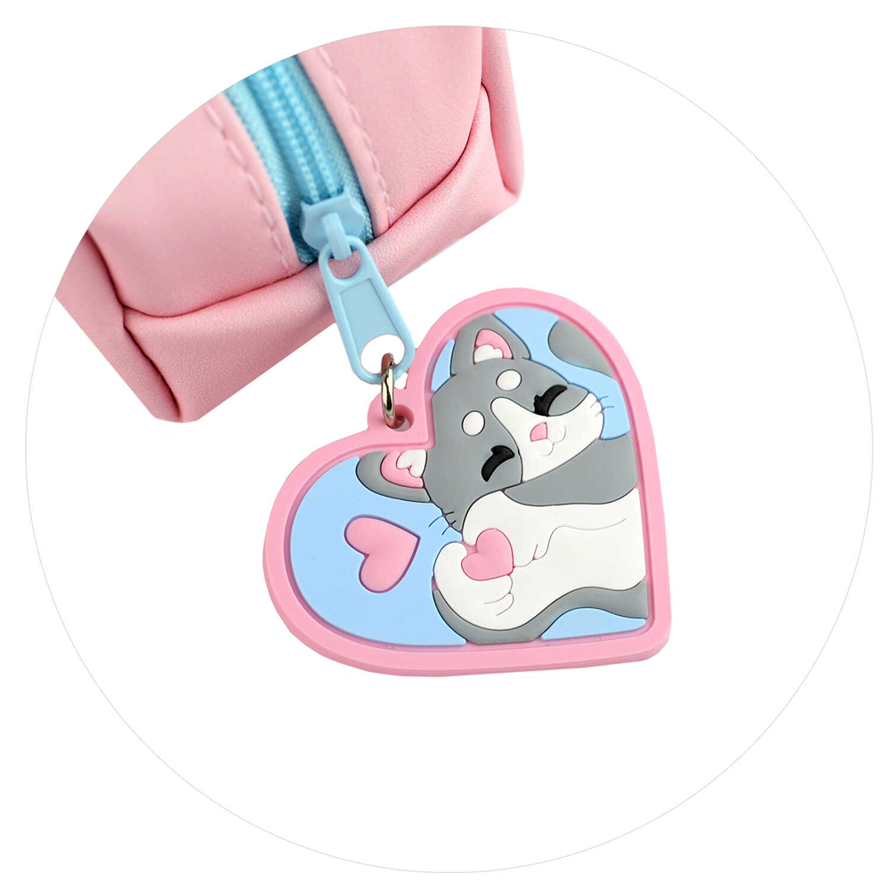 Пенал "Влюблённый котик", 1 отделение, розовый - 3