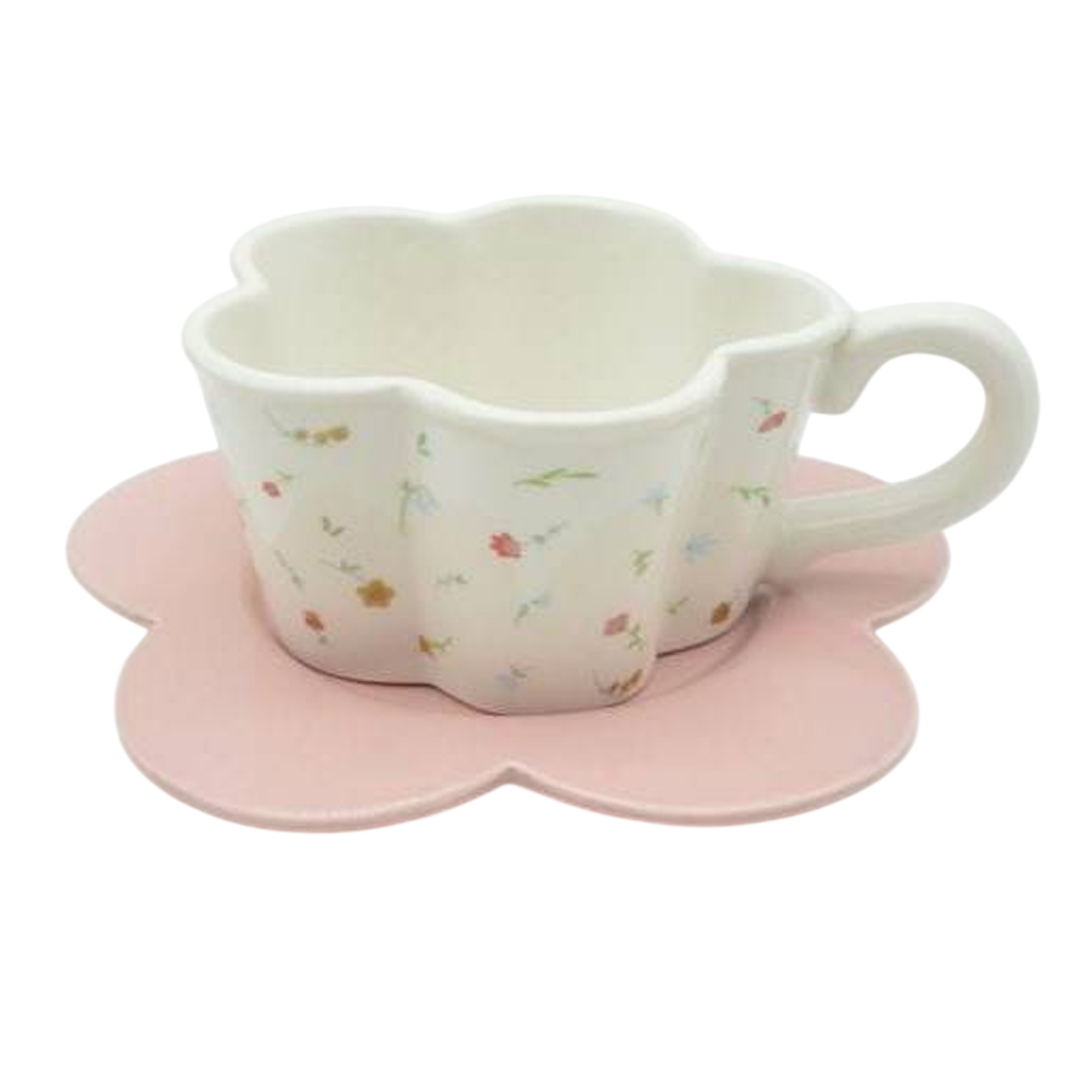 Чашка с блюдцем "Cozy dishes", керамическая, 430 мл., белый, розовый
