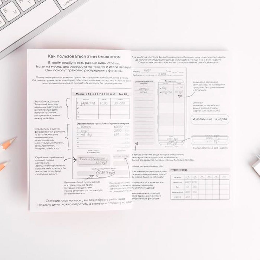 Блокнот для планирования финансов "Превращай мечты в цели", А6, 68 листов, бирюзовый - 4
