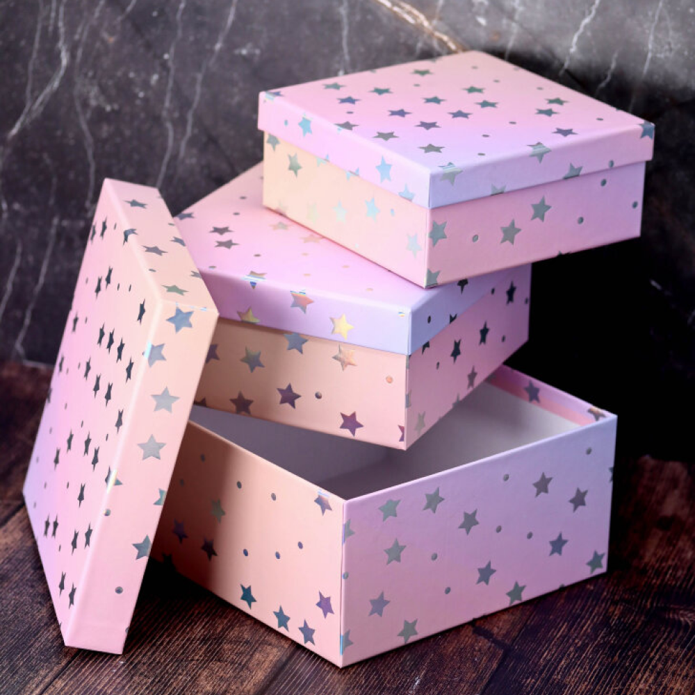 Коробка подарочная "Starry sky pink", 15х15х6.5 см, картон - 3