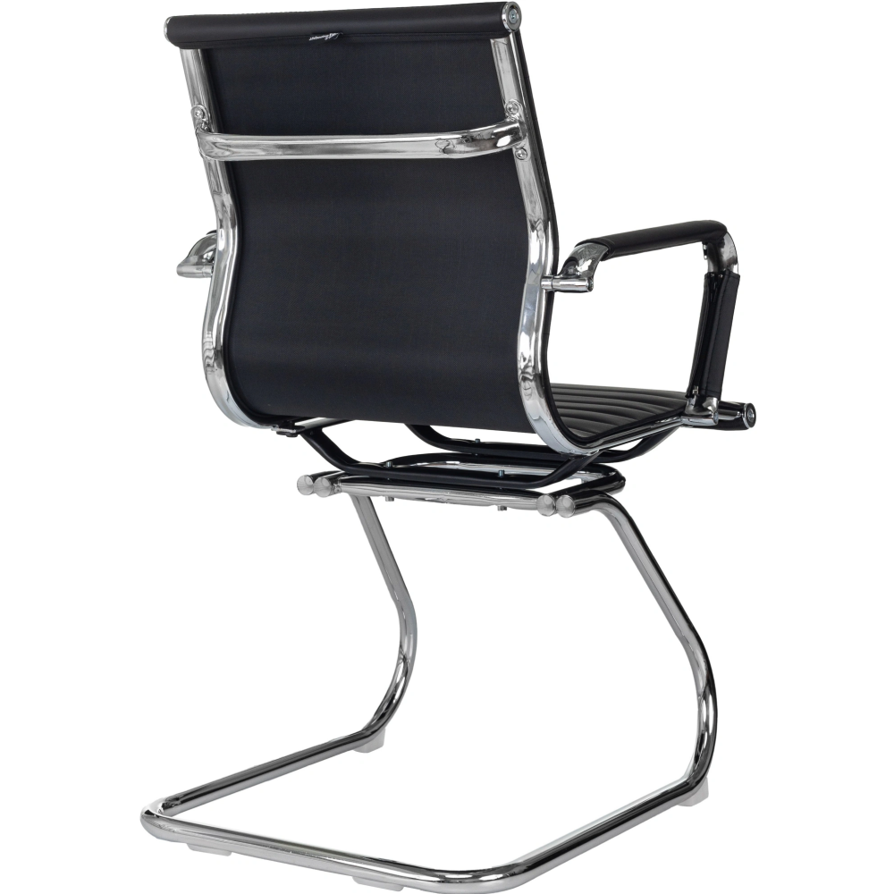 Кресло на полозьях "Бюрократ CH-883-LOW-V", экокожа, черный, металл хром - 5