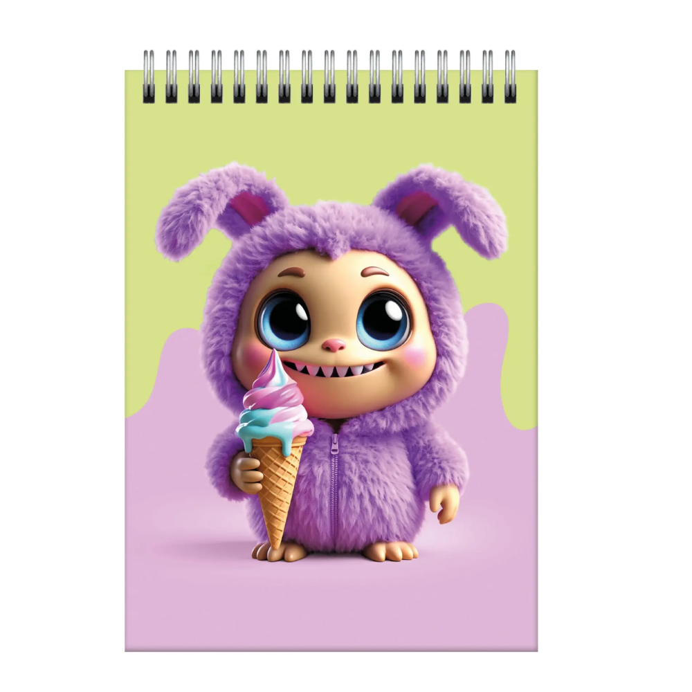 Блокнот "Улыбашки.1", A6, 60 листов, клетка, зеленый, фиолетовый