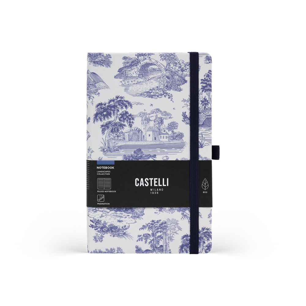 Блокнот "Landscapes marine blue", А5, 96 листов, на резинке, фиолетовый