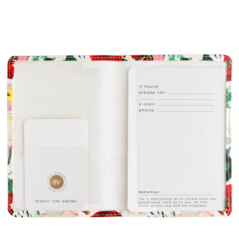 Обложка для паспорта "Flora. Пионы", кожзам., белый, красный - 3