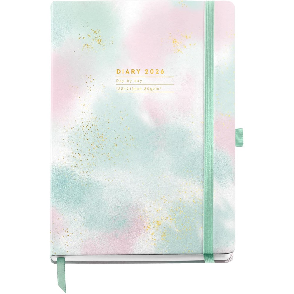 Ежедневник датированный "Gradient" 2026, A5, линейка, зеленый, розовый