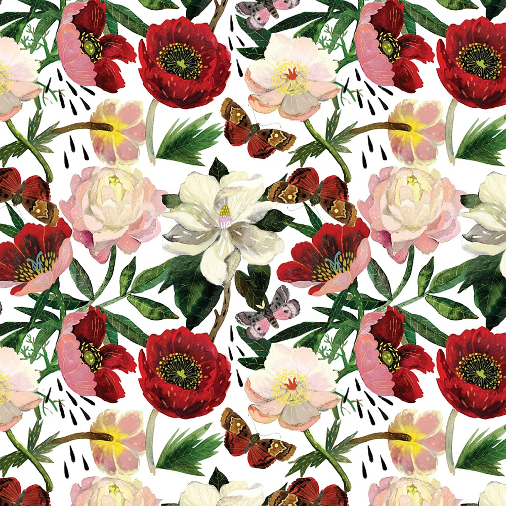 Бумага декоративная в рулоне "Flora. Пионы", 1 x 0,7 м