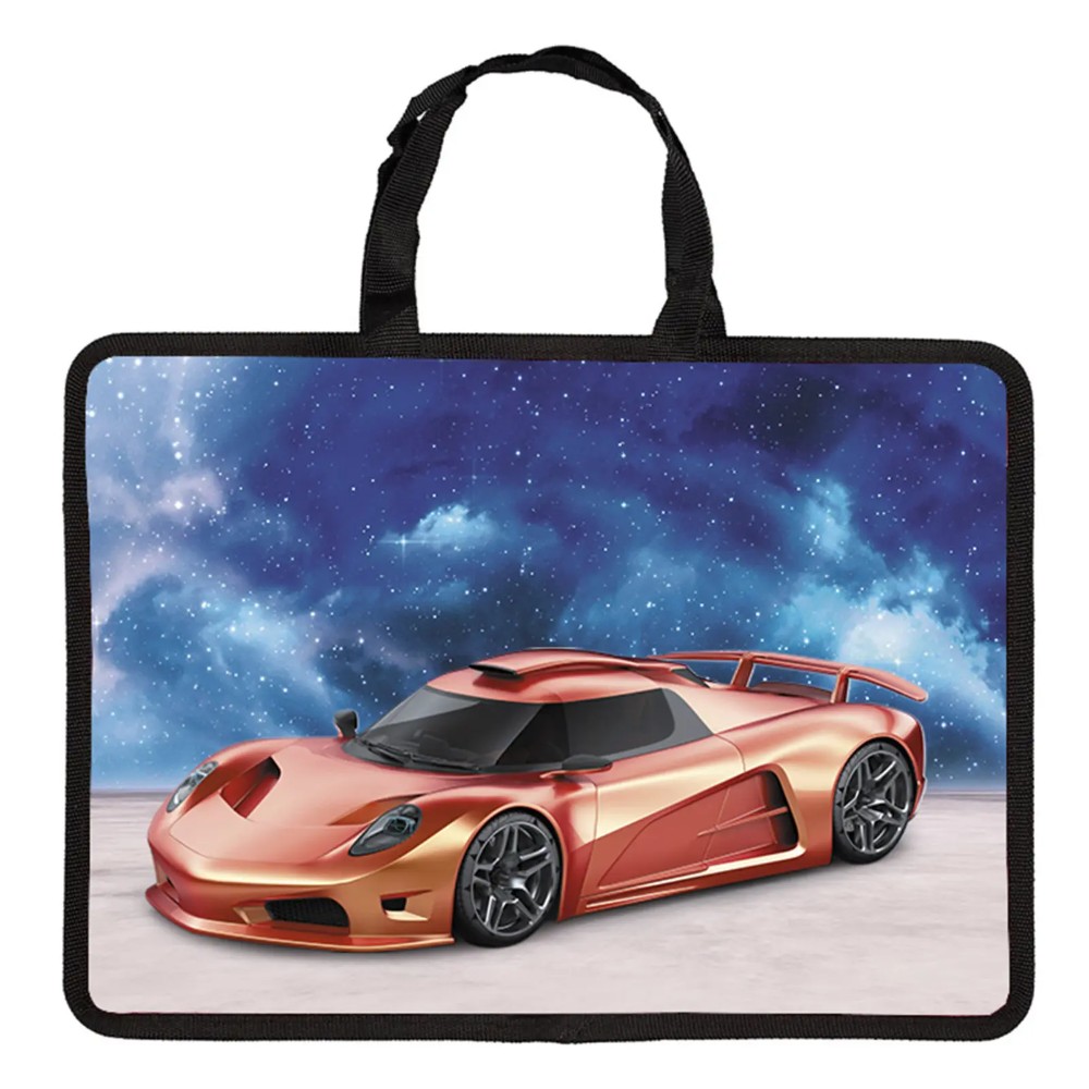 Папка для тетрадей с ручкой "Sport car", молния, синий 