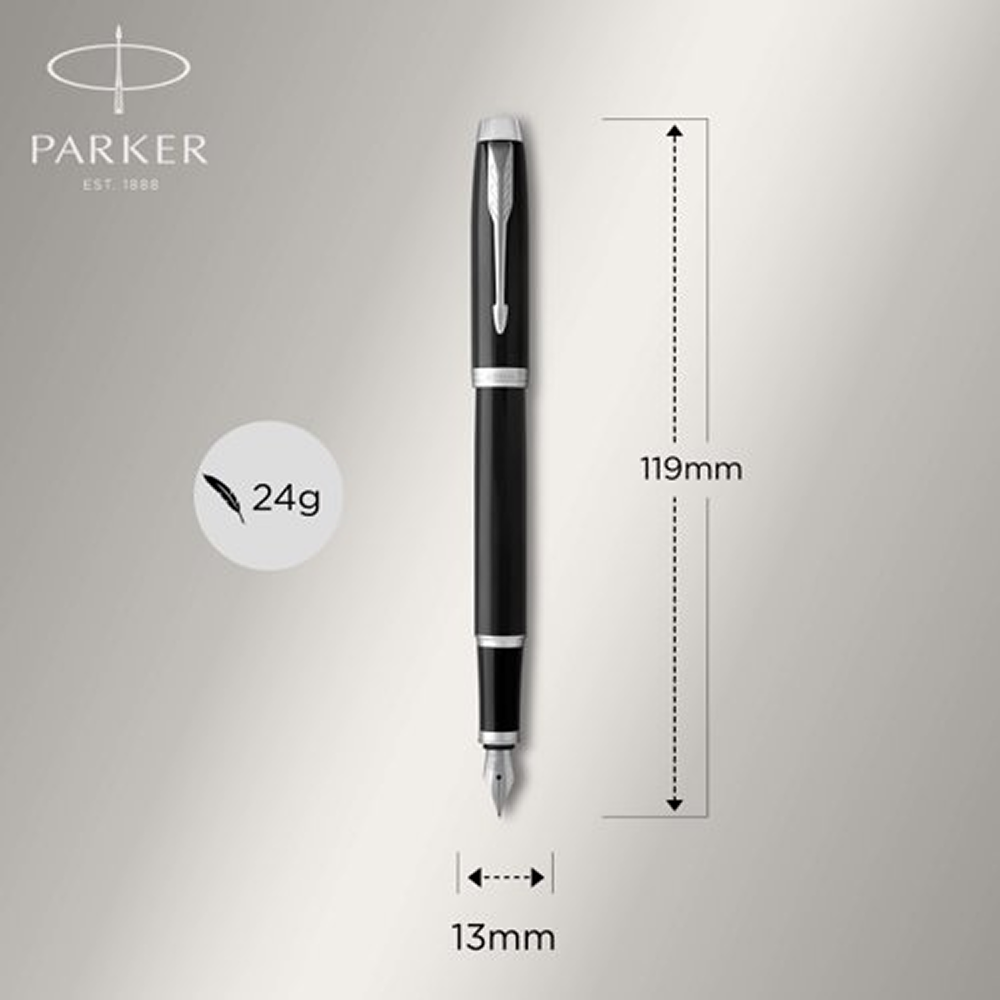 Ручка перьевая Parker "IM Black Lacquer CT", M, металлическая, подарочная упаковка, черный, патрон черный - 9