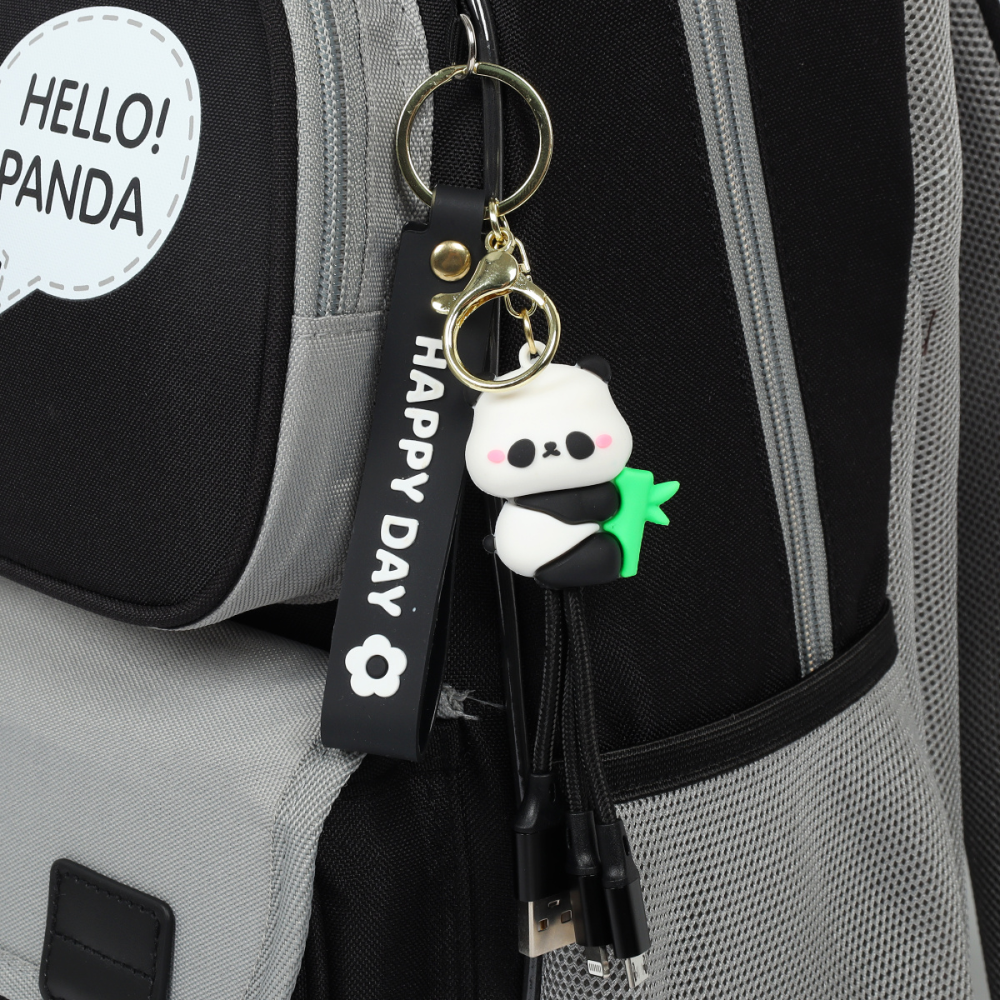 Рюкзак школьный "Happy School 1 Panda", черный, серый - 7