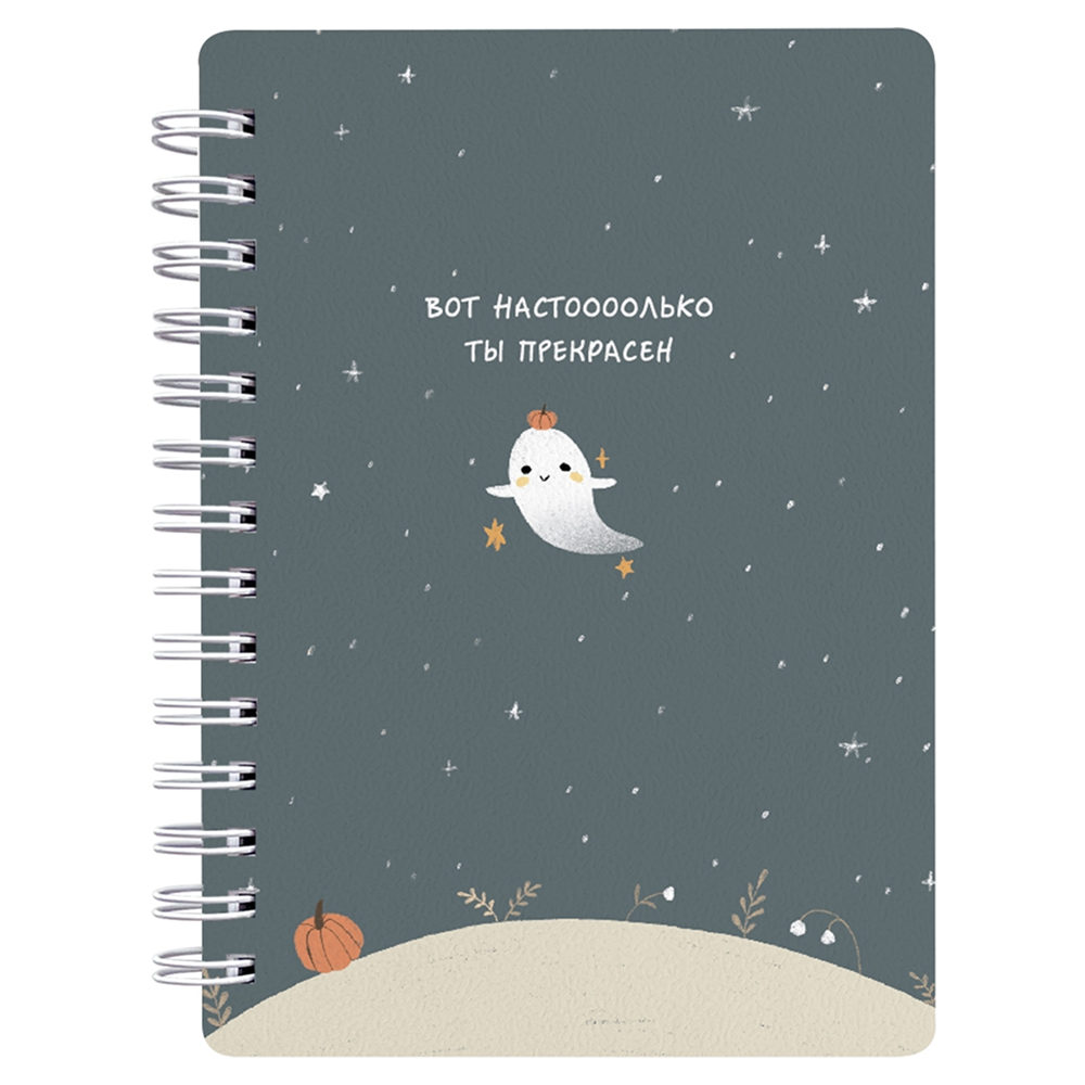Блокнот "Boo. Поляна", А6, 80 листов, в клетку, серый