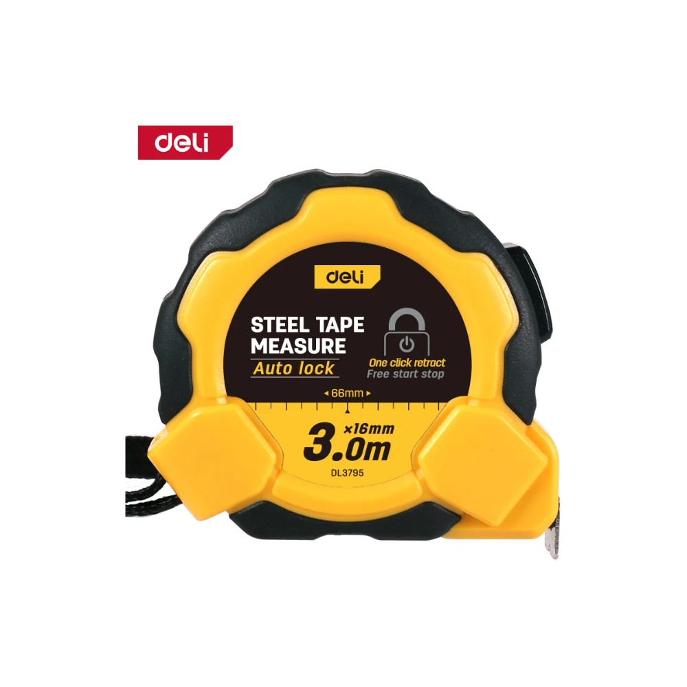 Рулетка Deli YS EDL3795, 3 м х 16 мм, желтый, черный - 4