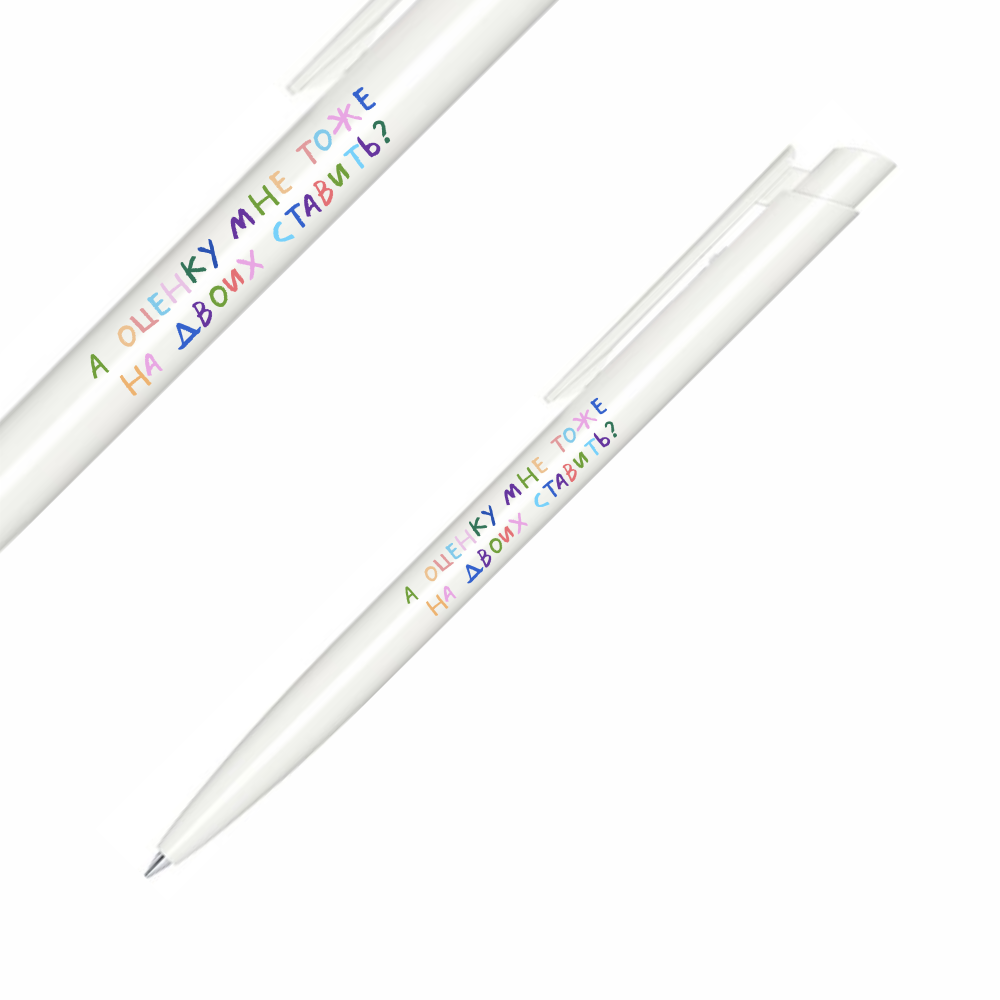 Набор ручек шариковых автоматических "Лес рук", 1.0 мм, белый, стерж. синий, 5 шт. - 6