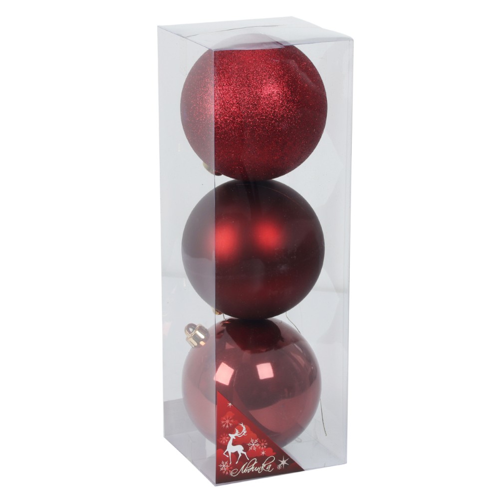 Шар елочный "41889", 15 см, пластик, ассорти, 3шт/уп.